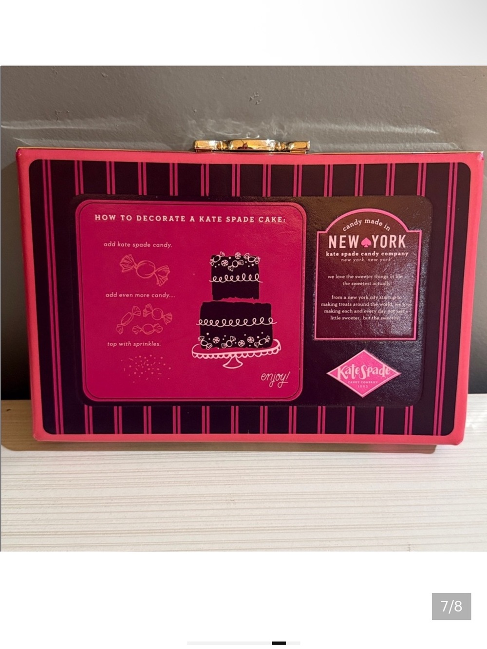 Kate Spade ♠️ NOVELTY Pink and Black Sweet Candy Box Clutch - Picture 5 of 6